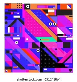 Trendy geometric elements memphis greeting cards design. Retro style texture, pattern and elements. Modern abstract design poster and cover template