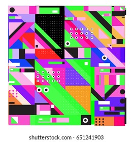 Trendy geometric elements memphis greeting cards design. Retro style texture, pattern and elements. Modern abstract design poster and cover template