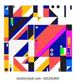 Trendy geometric elements memphis greeting cards design. Retro style texture, pattern and elements. Modern abstract design poster and cover template
