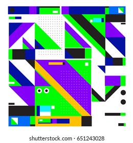 Trendy geometric elements memphis greeting cards design. Retro style texture, pattern and elements. Modern abstract design poster and cover template