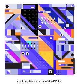 Trendy geometric elements memphis greeting cards design. Retro style texture, pattern and elements. Modern abstract design poster and cover template