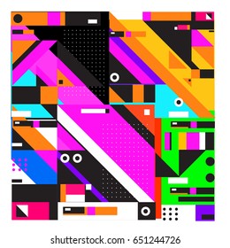 Trendy geometric elements memphis greeting cards design. Retro style texture, pattern and elements. Modern abstract design poster and cover template