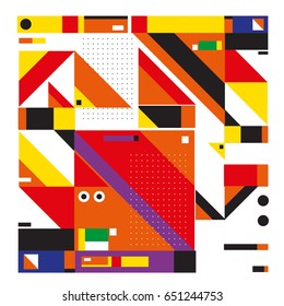 Trendy geometric elements memphis greeting cards design. Retro style texture, pattern and elements. Modern abstract design poster and cover template