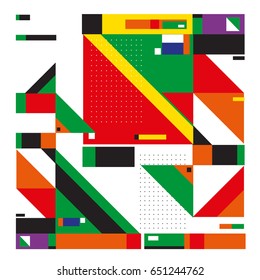 Trendy geometric elements memphis greeting cards design. Retro style texture, pattern and elements. Modern abstract design poster and cover template