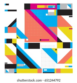 Trendy geometric elements memphis greeting cards design. Retro style texture, pattern and elements. Modern abstract design poster and cover template