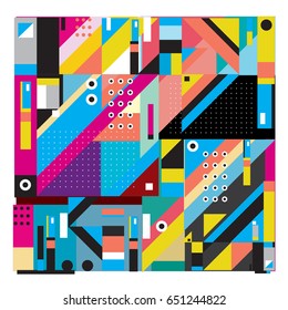 Trendy geometric elements memphis greeting cards design. Retro style texture, pattern and elements. Modern abstract design poster and cover template