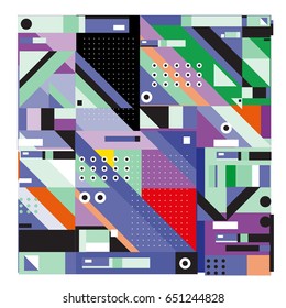 Trendy geometric elements memphis greeting cards design. Retro style texture, pattern and elements. Modern abstract design poster and cover template