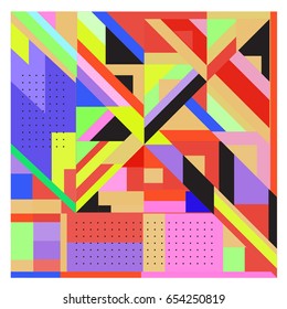 Trendy geometric elements memphis greeting cards design. Retro style texture, pattern and elements. Modern abstract design poster and cover template