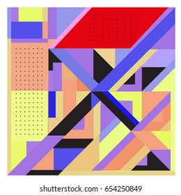 Trendy geometric elements memphis greeting cards design. Retro style texture, pattern and elements. Modern abstract design poster and cover template