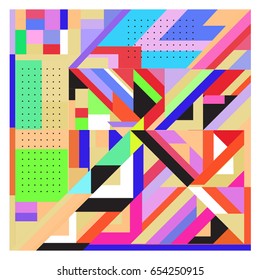 Trendy geometric elements memphis greeting cards design. Retro style texture, pattern and elements. Modern abstract design poster and cover template