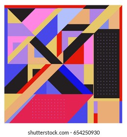 Trendy geometric elements memphis greeting cards design. Retro style texture, pattern and elements. Modern abstract design poster and cover template