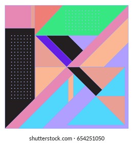 Trendy geometric elements memphis greeting cards design. Retro style texture, pattern and elements. Modern abstract design poster and cover template