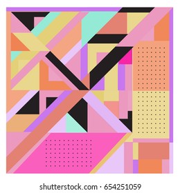 Trendy geometric elements memphis greeting cards design. Retro style texture, pattern and elements. Modern abstract design poster and cover template