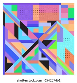 Trendy geometric elements memphis greeting cards design. Retro style texture, pattern and elements. Modern abstract design poster and cover template