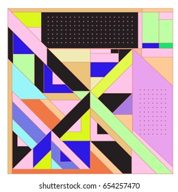 Trendy geometric elements memphis greeting cards design. Retro style texture, pattern and elements. Modern abstract design poster and cover template