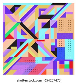 Trendy geometric elements memphis greeting cards design. Retro style texture, pattern and elements. Modern abstract design poster and cover template