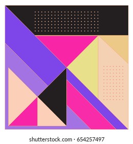 Trendy geometric elements memphis greeting cards design. Retro style texture, pattern and elements. Modern abstract design poster and cover template