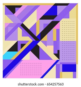 Trendy geometric elements memphis greeting cards design. Retro style texture, pattern and elements. Modern abstract design poster and cover template