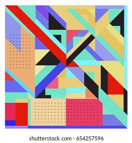 Trendy geometric elements memphis greeting cards design. Retro style texture, pattern and elements. Modern abstract design poster and cover template