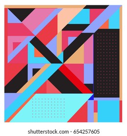 Trendy geometric elements memphis greeting cards design. Retro style texture, pattern and elements. Modern abstract design poster and cover template