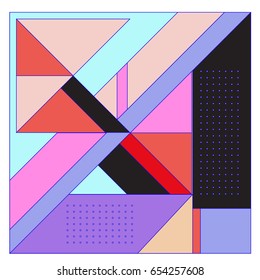 Trendy geometric elements memphis greeting cards design. Retro style texture, pattern and elements. Modern abstract design poster and cover template
