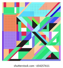 Trendy geometric elements memphis greeting cards design. Retro style texture, pattern and elements. Modern abstract design poster and cover template