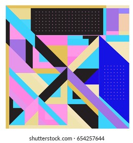 Trendy geometric elements memphis greeting cards design. Retro style texture, pattern and elements. Modern abstract design poster and cover template