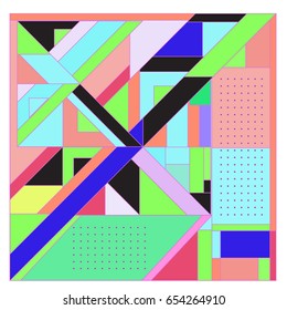 Trendy geometric elements memphis greeting cards design. Retro style texture, pattern and elements. Modern abstract design poster and cover template