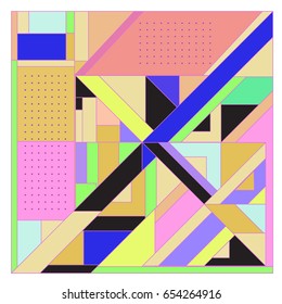Trendy geometric elements memphis greeting cards design. Retro style texture, pattern and elements. Modern abstract design poster and cover template