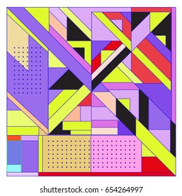 Trendy geometric elements memphis greeting cards design. Retro style texture, pattern and elements. Modern abstract design poster and cover template