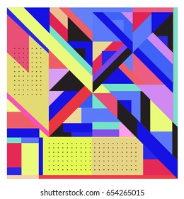 Trendy geometric elements memphis greeting cards design. Retro style texture, pattern and elements. Modern abstract design poster and cover template