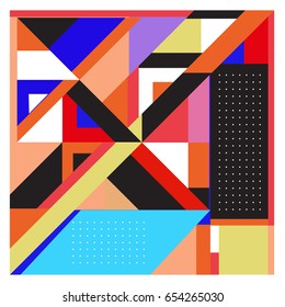 Trendy geometric elements memphis greeting cards design. Retro style texture, pattern and elements. Modern abstract design poster and cover template