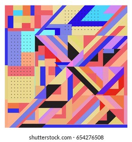 Trendy geometric elements memphis greeting cards design. Retro style texture, pattern and elements. Modern abstract design poster and cover template