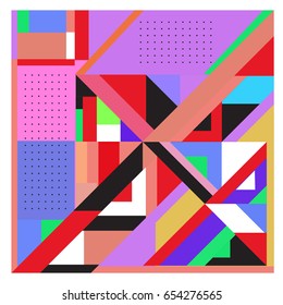 Trendy geometric elements memphis greeting cards design. Retro style texture, pattern and elements. Modern abstract design poster and cover template