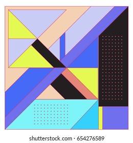 Trendy geometric elements memphis greeting cards design. Retro style texture, pattern and elements. Modern abstract design poster and cover template