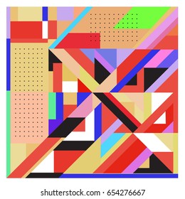Trendy geometric elements memphis greeting cards design. Retro style texture, pattern and elements. Modern abstract design poster and cover template