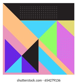 Trendy geometric elements memphis greeting cards design. Retro style texture, pattern and elements. Modern abstract design poster and cover template