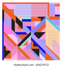 Trendy geometric elements memphis greeting cards design. Retro style texture, pattern and elements. Modern abstract design poster and cover template