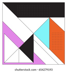Trendy geometric elements memphis greeting cards design. Retro style texture, pattern and elements. Modern abstract design poster and cover template