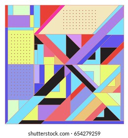 Trendy geometric elements memphis greeting cards design. Retro style texture, pattern and elements. Modern abstract design poster and cover template