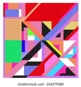 Trendy geometric elements memphis greeting cards design. Retro style texture, pattern and elements. Modern abstract design poster and cover template