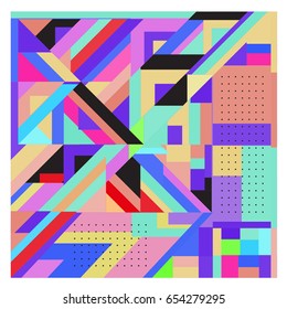 Trendy geometric elements memphis greeting cards design. Retro style texture, pattern and elements. Modern abstract design poster and cover template