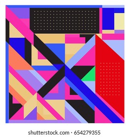 Trendy geometric elements memphis greeting cards design. Retro style texture, pattern and elements. Modern abstract design poster and cover template