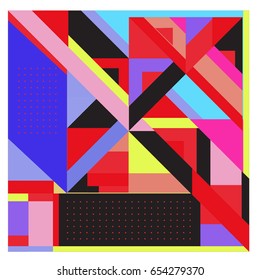 Trendy geometric elements memphis greeting cards design. Retro style texture, pattern and elements. Modern abstract design poster and cover template