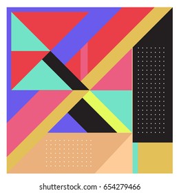 Trendy geometric elements memphis greeting cards design. Retro style texture, pattern and elements. Modern abstract design poster and cover template