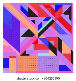 Trendy geometric elements memphis greeting cards design. Retro style texture, pattern and elements. Modern abstract design poster and cover template