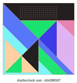 Trendy geometric elements memphis greeting cards design. Retro style texture, pattern and elements. Modern abstract design poster and cover template