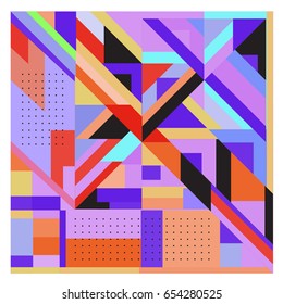 Trendy geometric elements memphis greeting cards design. Retro style texture, pattern and elements. Modern abstract design poster and cover template