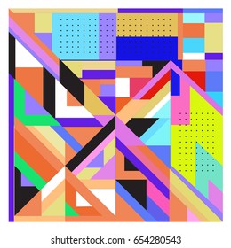 Trendy geometric elements memphis greeting cards design. Retro style texture, pattern and elements. Modern abstract design poster and cover template