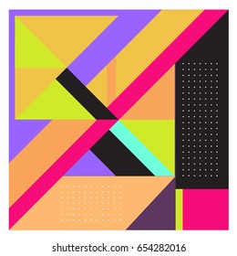 Trendy geometric elements memphis greeting cards design. Retro style texture, pattern and elements. Modern abstract design poster and cover template